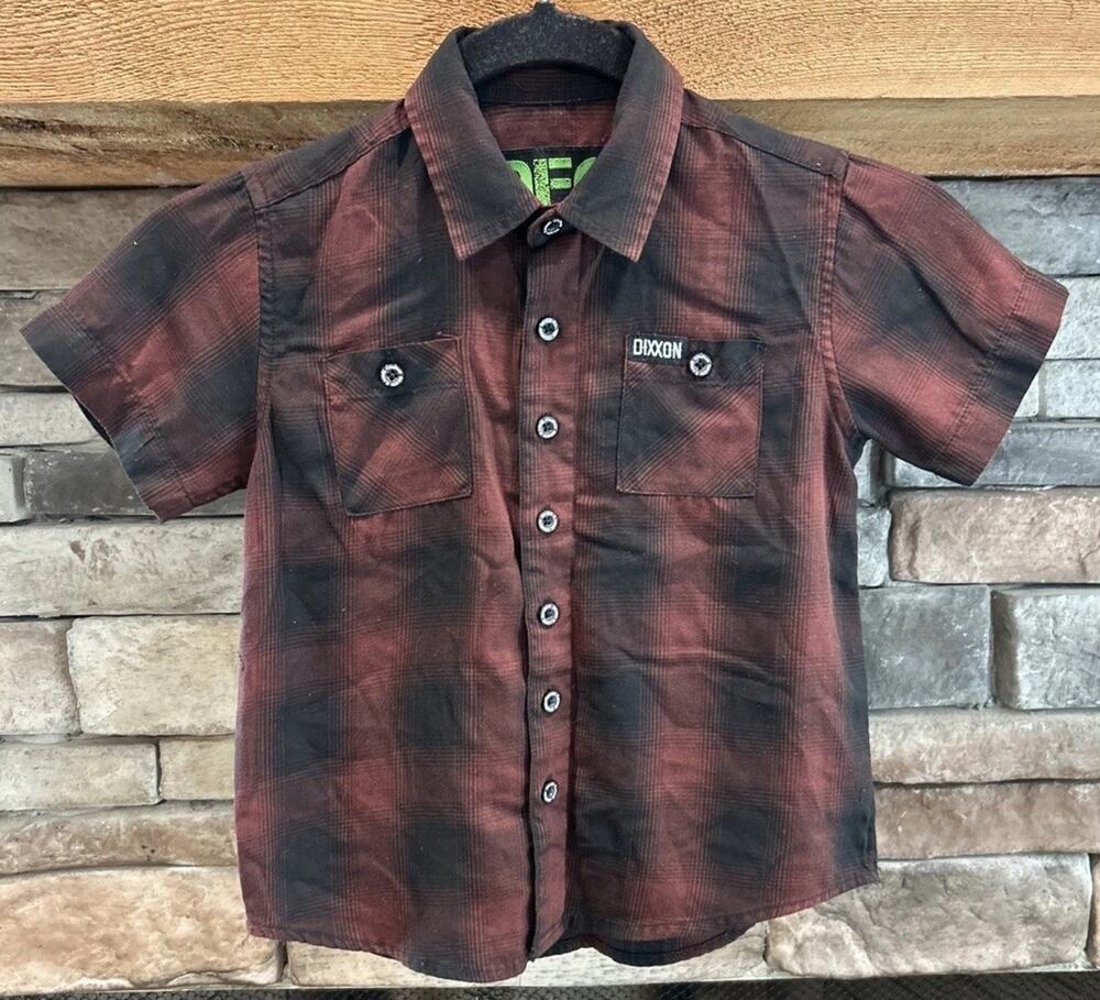 DIXXON Flannel Co Youth Division Boys Short Sleeve Plaid Shirt Size XS *B8